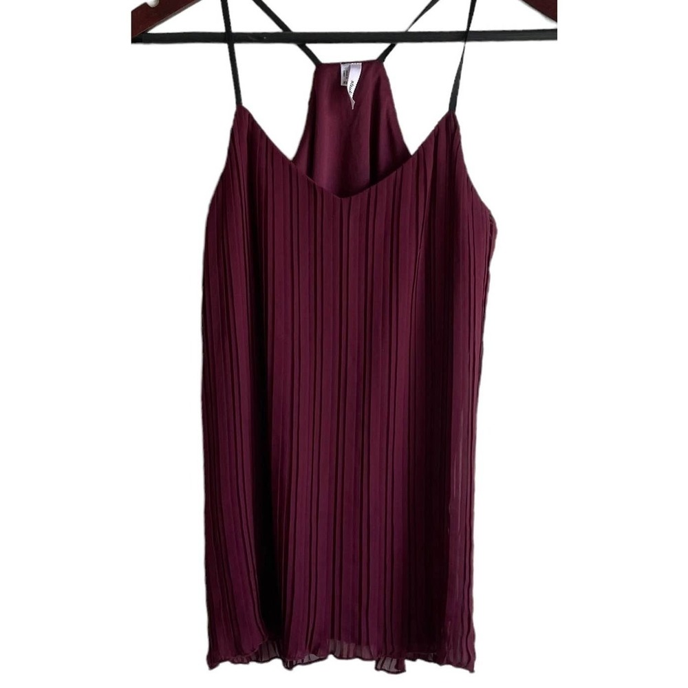 Y2K Studio Y Women Camisole Top XS Burgundy Pleated Chiffon Y2K Whimsigoth Retro